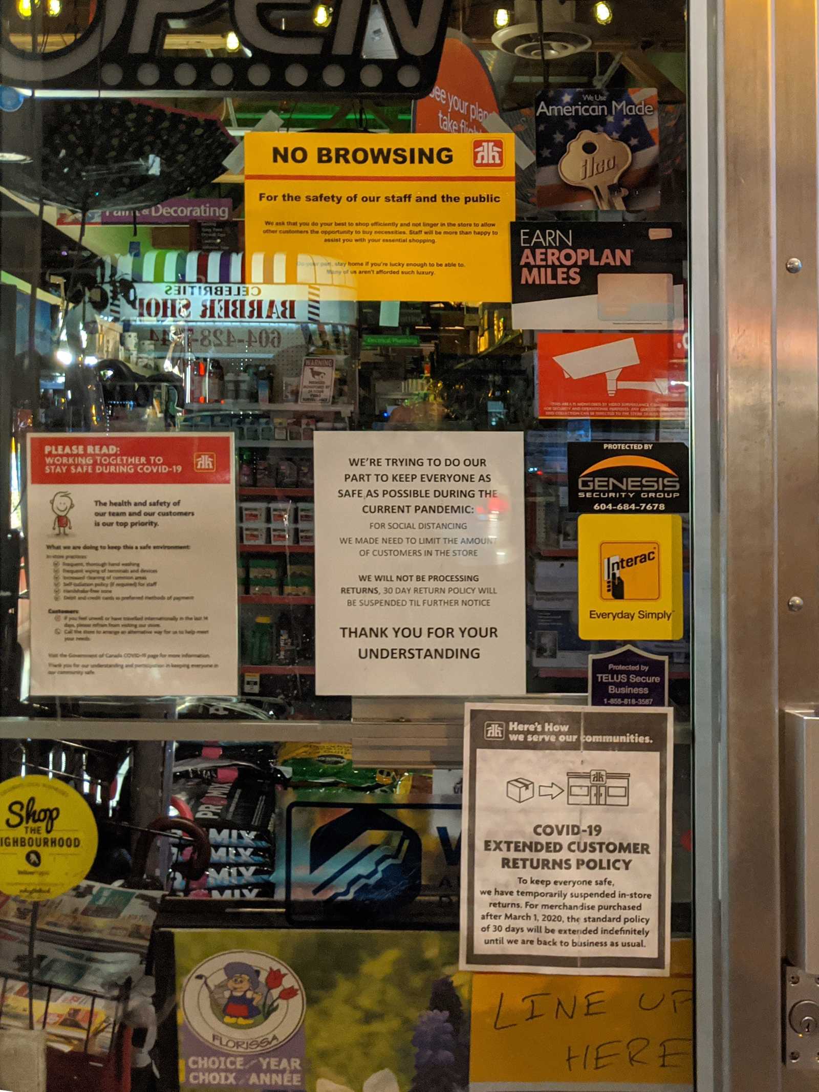 Home Hardware Due to COVID19 Documenting the signs of the pandemic