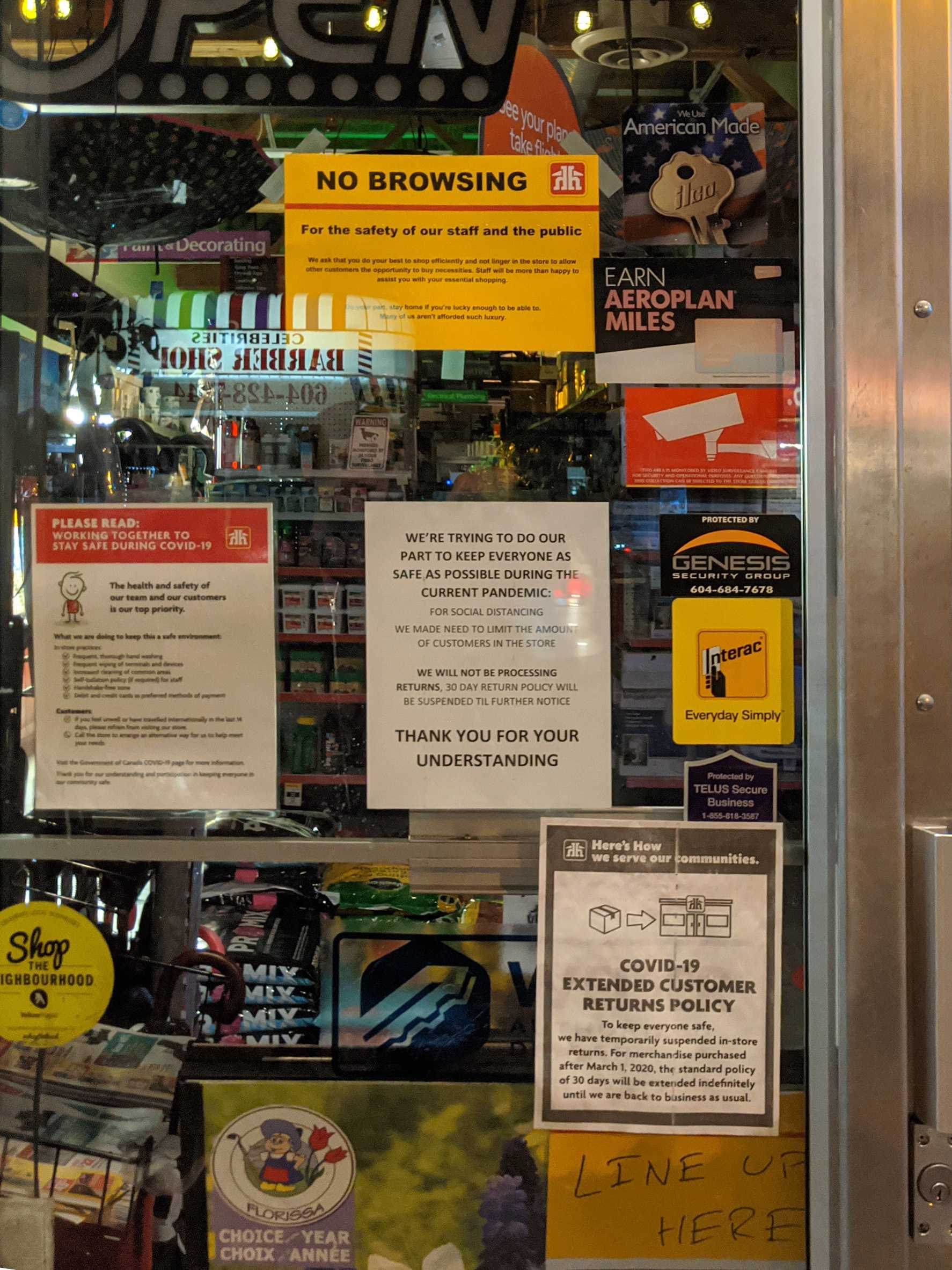 Home Hardware Due to COVID19 Documenting the signs of the pandemic